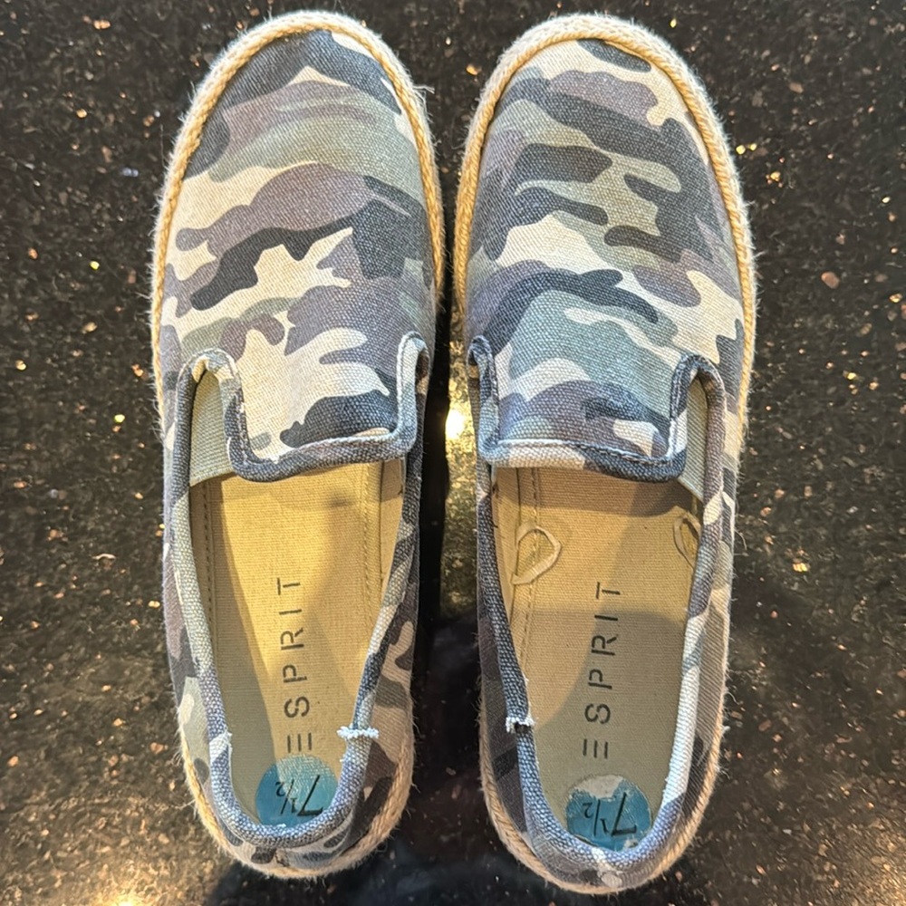 ESPRIT Erika Espadrille Green Camo Slip-On Shoes - Women’s 7.5